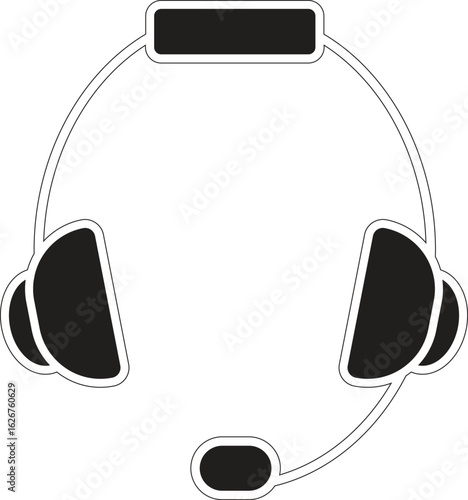 Gaming headset icon with microphone for online voice chat or multiplayer gaming with transparent background