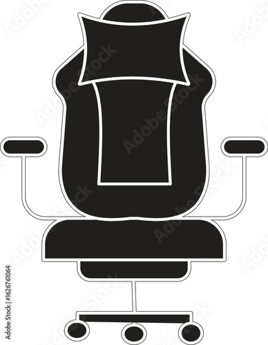 Ergonomic gaming chair icon with wheels and backrest support for pro gamer setup illustration with transparent background