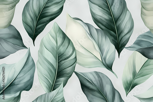 Wallpaper Mural Botanical Elegance A Seamless Pattern of Serene Green Leaves and Gentle Texture Torontodigital.ca