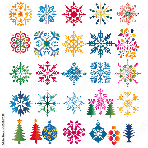 set of snowflakes