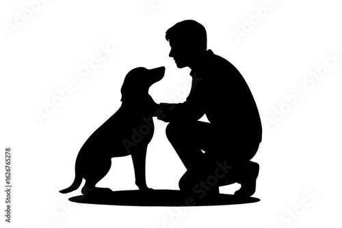dog with his ownner, dog man best friend silhouette