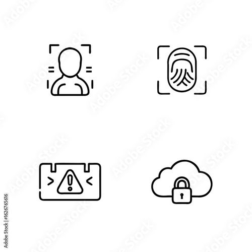 Wallpaper Mural Four outline icons for security data protection fingerprint Torontodigital.ca