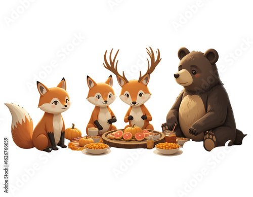  Woodland Animals' Feast: Cute Creatures Enjoying a Delicious Cake Party
