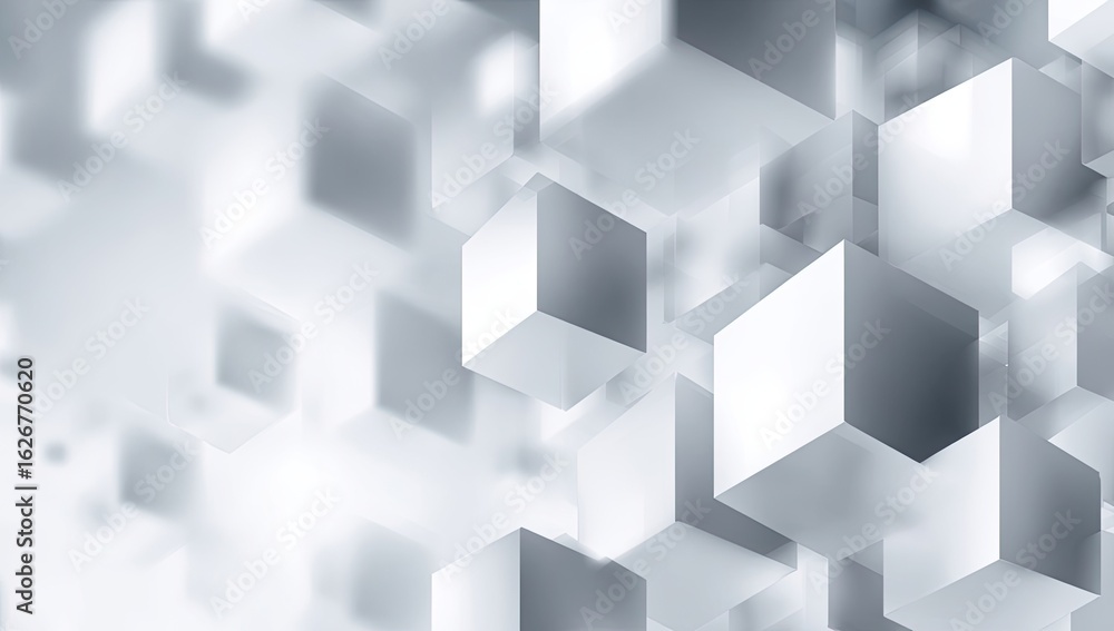 Abstract background of many floating cubes in light gray and white Abstract background of many floating cubes in light gray and white