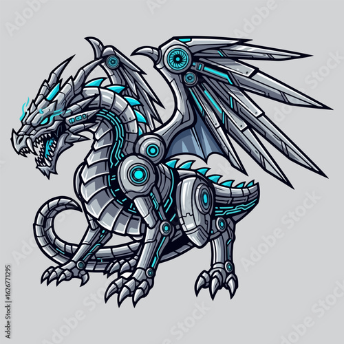 cybernetic dragon mascot vector illustration