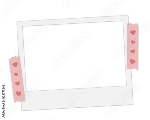 cute isolated blank photo frame vector with washi tape 