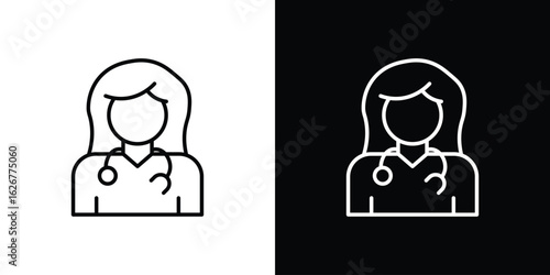 Woman Doctor icon, outline vector sign, logo design download
