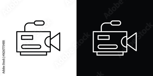Video camera icon, outline vector sign, logo design download