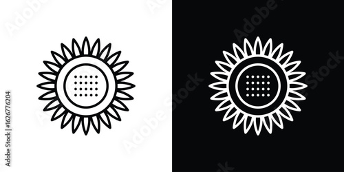 Sunflower icon, outline vector sign, logo design download