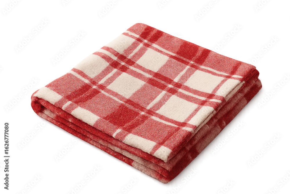 Folded red and white checkered blanket with transparent background Folded red and white checkered blanket with transparent background