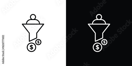 Sales funnel icon, outline vector sign, logo design download