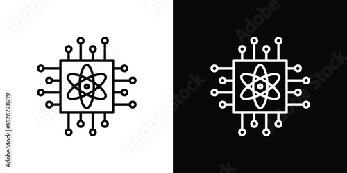 Quantum computing icon, outline vector sign, logo design download