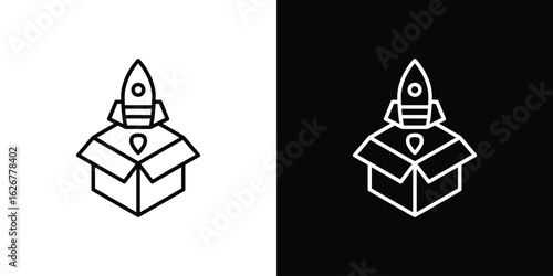 Product release icon, outline vector sign, logo design download