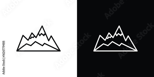 Mountain icon, outline vector sign, logo design download