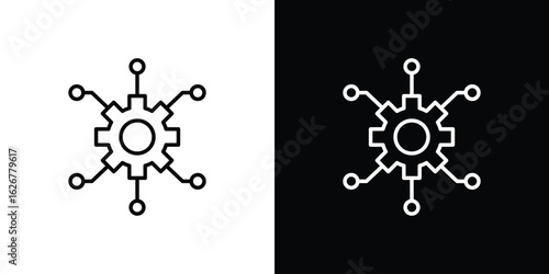 Microservices icon, outline vector sign, logo design download