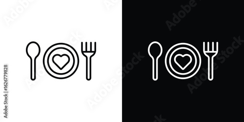 Love Plate icon, outline vector sign, logo design download