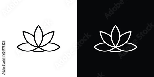 Lotus flower icon, outline vector sign, logo design download