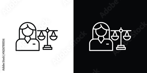 Lawyer icon, outline vector sign, logo design download