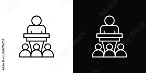 Lecture icon, outline vector sign, logo design download