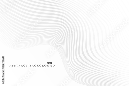 White futuristic abstract curve striped background. Bright minimalistic contemporary design with infinity wavy lines. Business, technology unusual concept for your ideas
