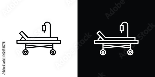 Hospital bed icon, outline vector sign, logo design download