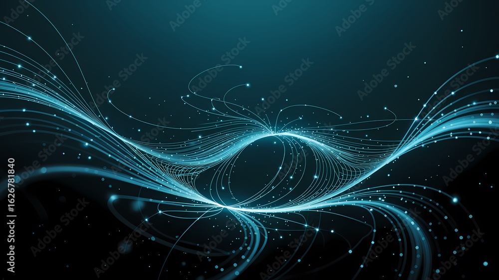 Naklejka premium Abstract background with glowing blue light streaks and futuristic lines