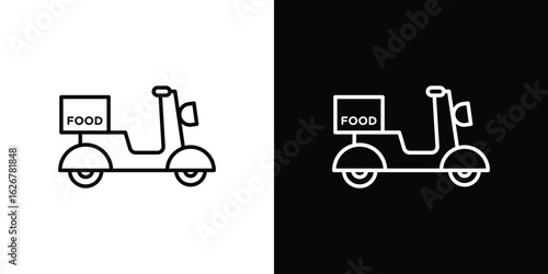 Food delivery icon, outline vector sign, logo design download