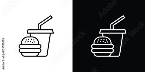 Fast food icon, outline vector sign, logo design download