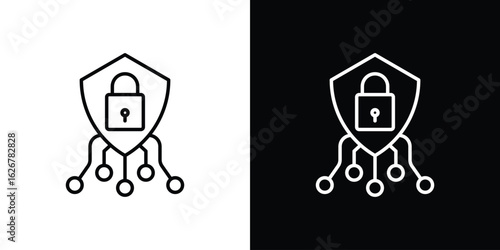 Cyber security icon, outline vector sign, logo design download
