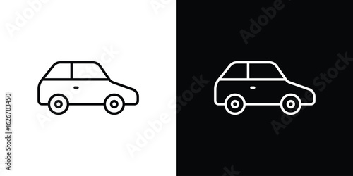 Compact car icon, outline vector sign, logo design download