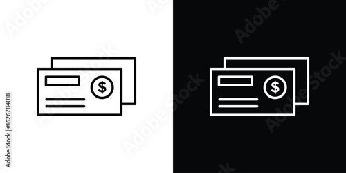 Cheque icon, outline vector sign, logo design download