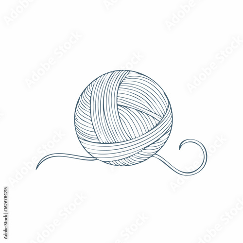 Ball of yarn with trailing thread
