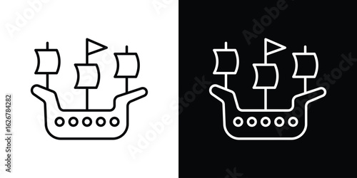 Caravel icon, outline vector sign, logo design download
