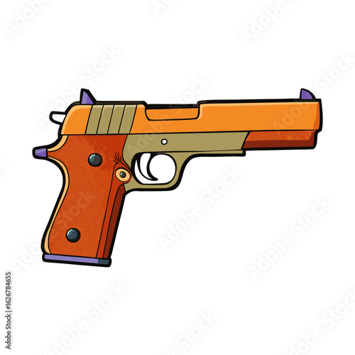 Creative Colt 1911 Gun Vector Style on White