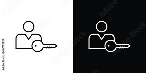 Authentication icon, outline vector sign, logo design download
