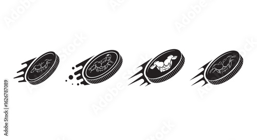 Fitness coin icons with muscular bodybuilder silhouette