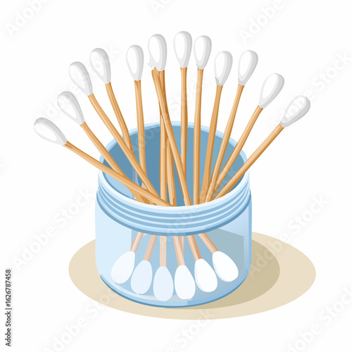 Cotton swabs in a round jar
