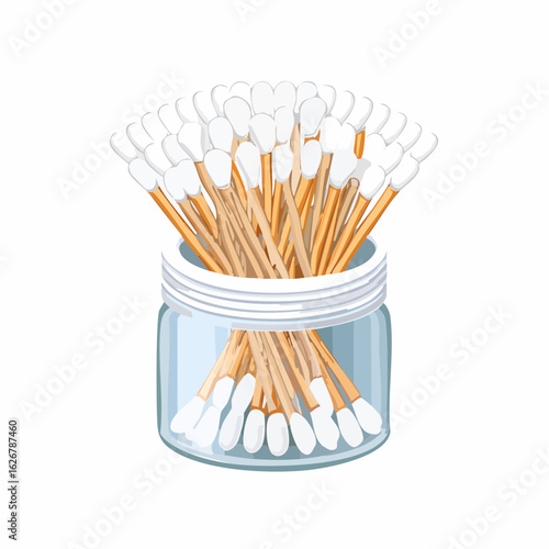 Cotton swabs in a round jar
