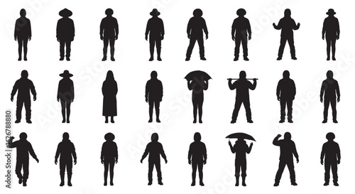 Collection of diverse human figures in silhouette style