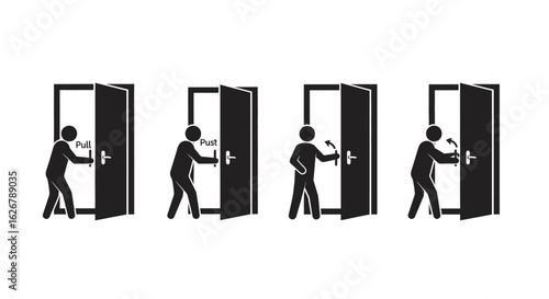 Man opening and closing door sequence silhouette
