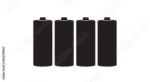 Four aa batteries in a row silhouette