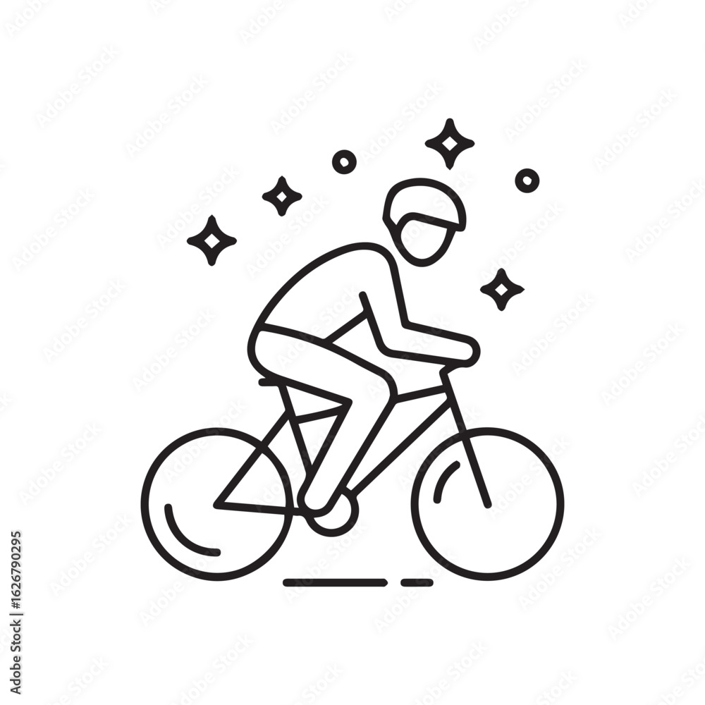 Obraz premium A person rides a bicycle with stardust surrounding them, possibly representing a healthy and environmentally friendly lifestyle activity