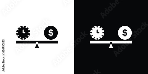 Time and money compare scale icon, glyph style icon for web site or mobile app