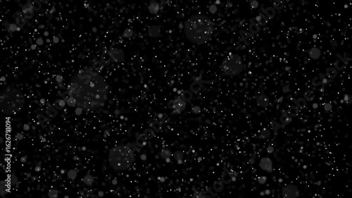 Abstract Snow Swirl With Soft Falling Particles On Black Background