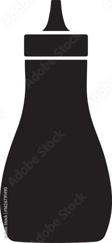 Black silhouette of a classic squeeze bottle with a cap for condiments or sauces