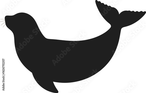 Vector art of silhouette of a seal swimming gracefully in the ocean a simple yet elegant vector illustration perfect for various design applications