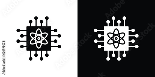 Quantum computing icon, glyph style icon for web site or mobile app