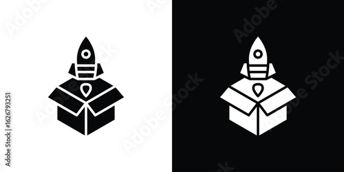 Product release icon, glyph style icon for web site or mobile app