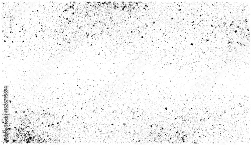 Gritty grunge texture overlay featuring distressed paper, halftone dots, tiny speckles, and grains. Abstract vintage vector background with splattered ink, rough concrete, dust