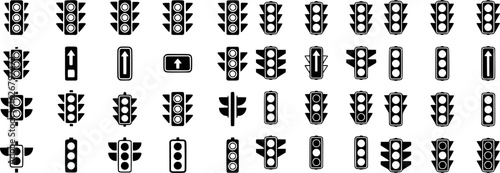 Traffic signals and directional signs collection traffic lights black and white